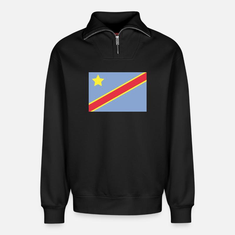 Drapeau du Congo - Sweat unisexe décontracté en coton biologique à demi-zip – de SPREAD - noir