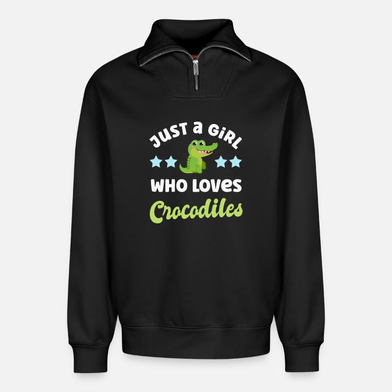 Krokodil Krokodile - Relaxed Unisex Organic Half Zip Sweatshirt – von SPREAD - Schwarz