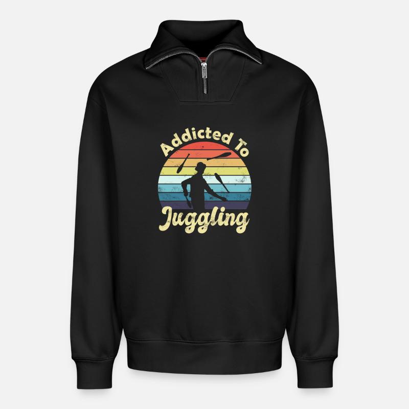 Jongleur Jongleur - Sweat unisexe décontracté en coton biologique à demi-zip – de SPREAD - noir