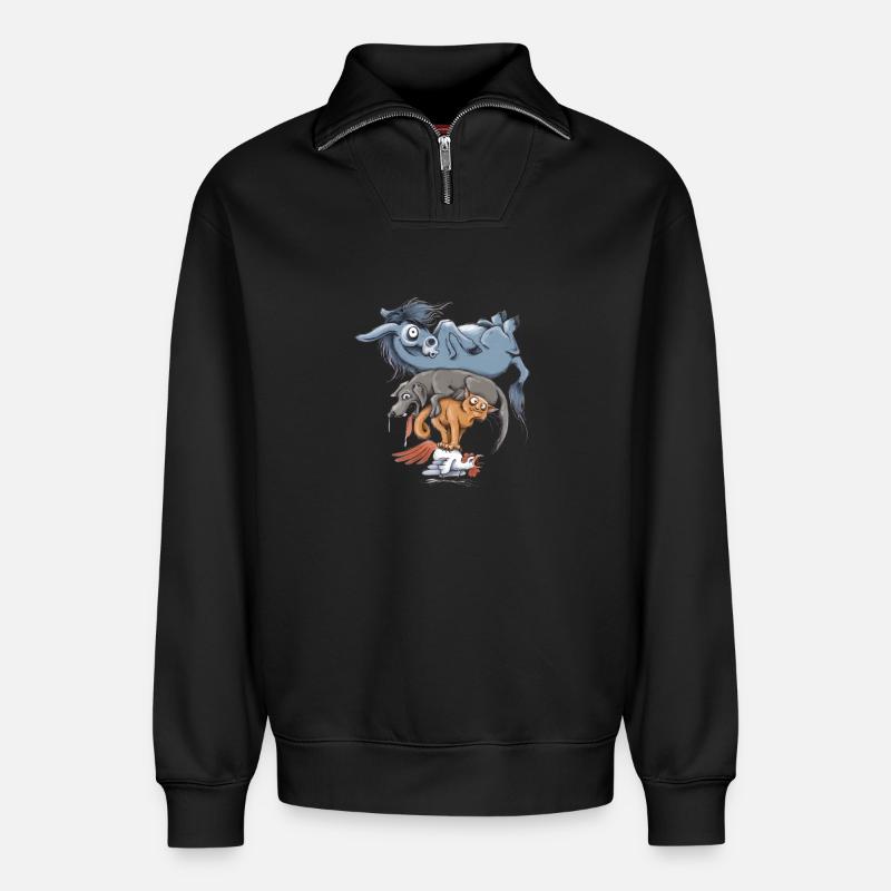 Worth A Try - Relaxed Unisex Organic Half Zip Sweatshirt – von SPREAD - Schwarz