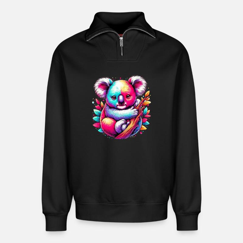 Koala - Sweat unisexe décontracté en coton biologique à demi-zip – de SPREAD - noir