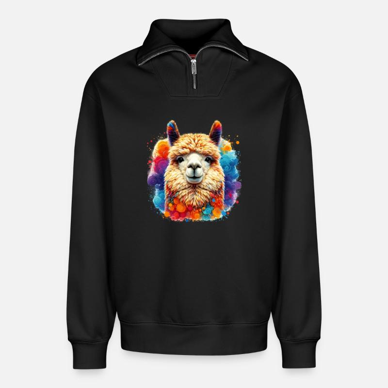 Alpaca - Relaxed Unisex Organic Half Zip Sweatshirt – by SPREAD - black