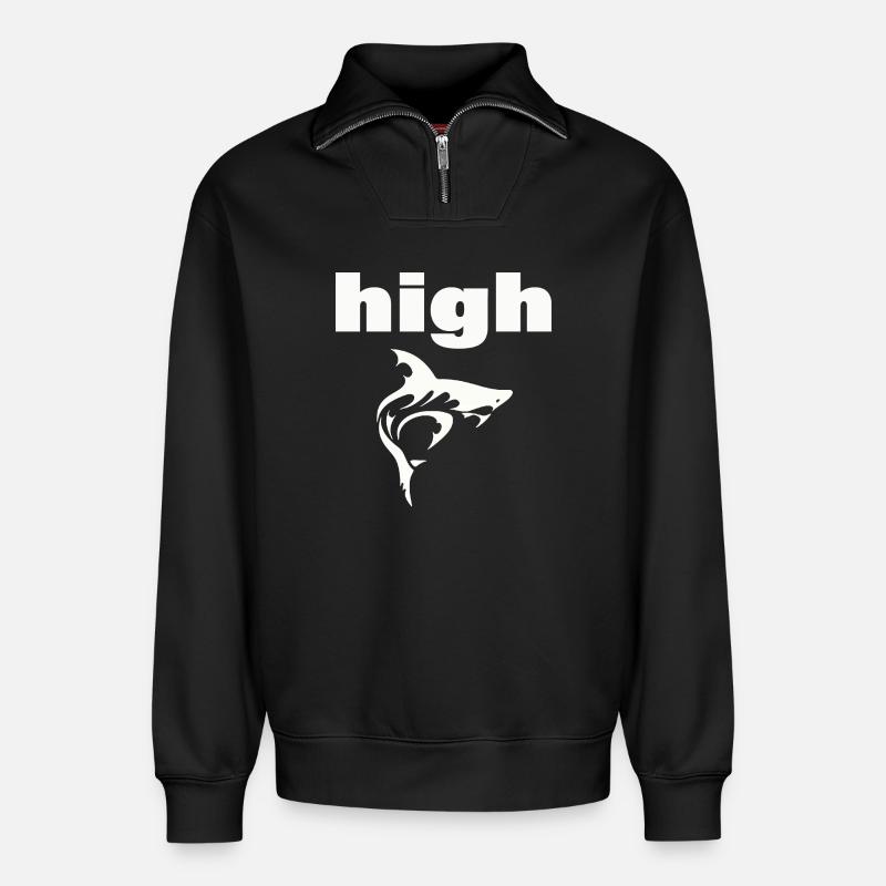 HIGH - Relaxed Unisex Organic Half Zip Sweatshirt – von SPREAD - Schwarz