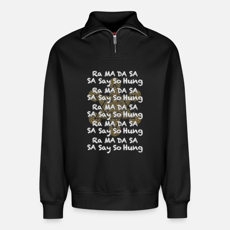 Mantra der Heilung - Relaxed Unisex Organic Half Zip Sweatshirt – von SPREAD - Schwarz