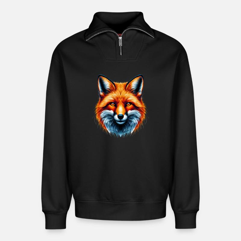 Fox - Relaxed Unisex Organic Half Zip Sweatshirt – by SPREAD - black