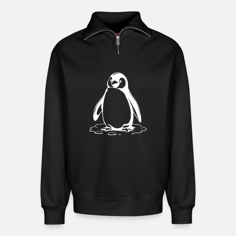 Pinguin - Relaxed Unisex Organic Half Zip Sweatshirt – von SPREAD - Schwarz