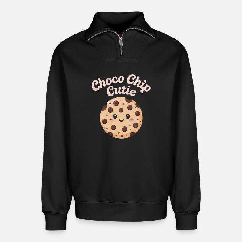 Choco Chip Cutie - Relaxed Unisex Organic Half Zip Sweatshirt – von SPREAD - Schwarz