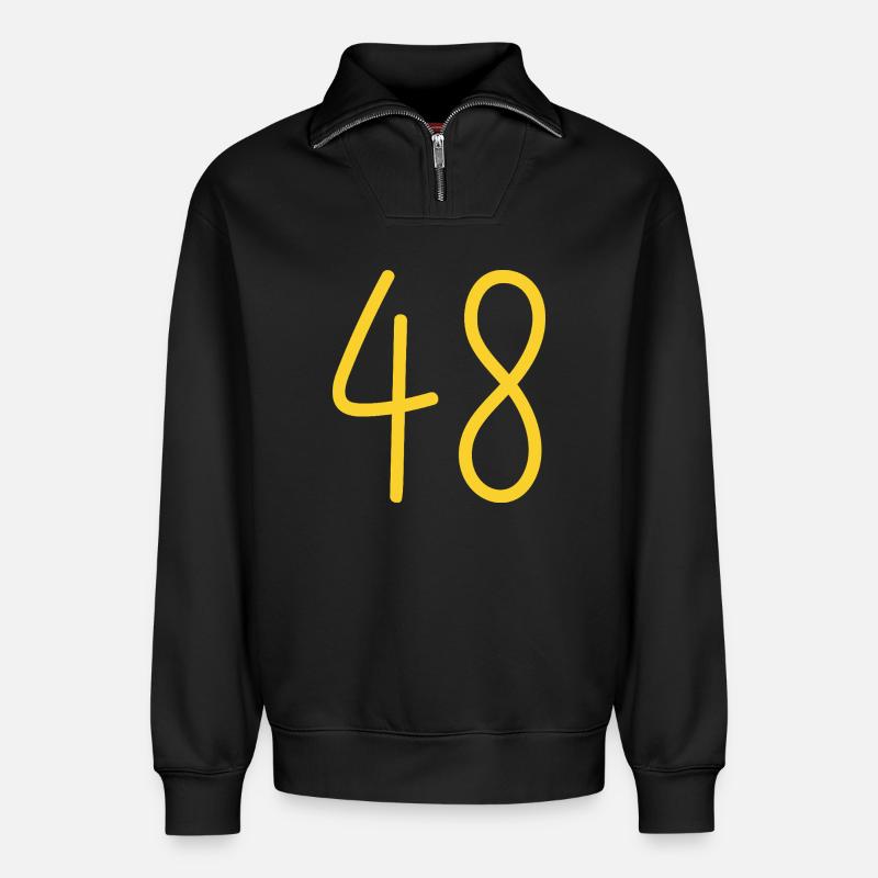 48 - Relaxed Unisex Organic Half Zip Sweatshirt – von SPREAD - Schwarz