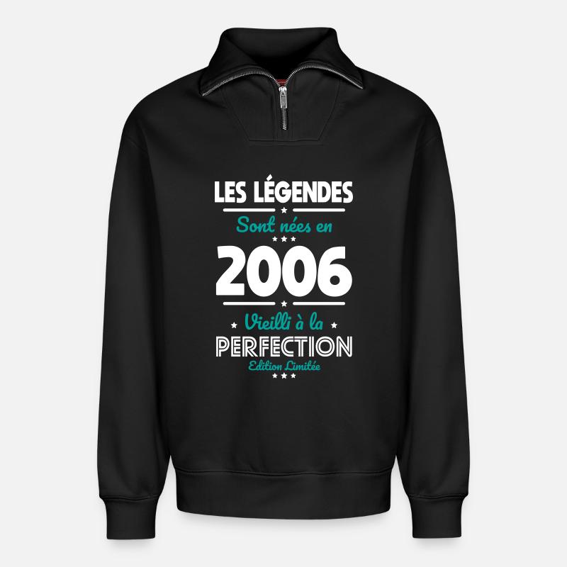 2006 – Legends – Perfekt gereift - Relaxed Unisex Organic Half Zip Sweatshirt – von SPREAD - Schwarz
