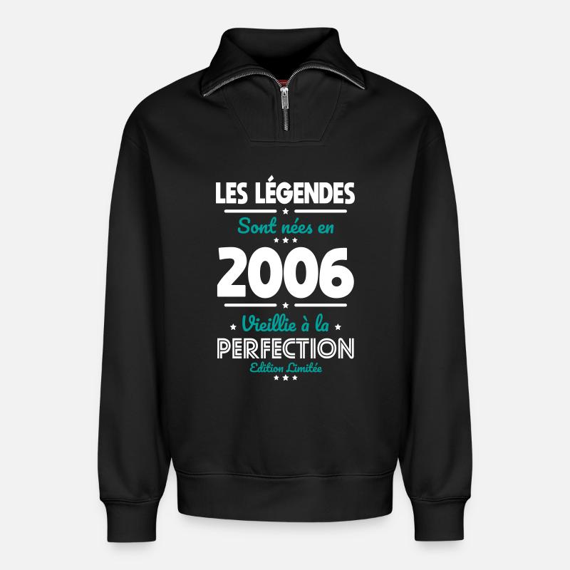 2006 – Legends – Perfekt gereift - Relaxed Unisex Organic Half Zip Sweatshirt – von SPREAD - Schwarz