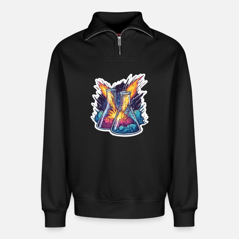 Lab Geek Bildungsquadrantid Meteorstrom-Erlebnis - Relaxed Unisex Organic Half Zip Sweatshirt – von SPREAD - Schwarz