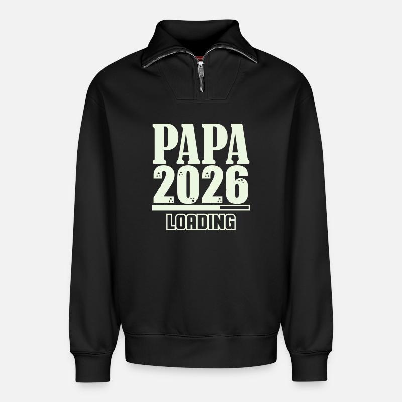 Papa 2026 Loading - Relaxed Unisex Organic Half Zip Sweatshirt – by SPREAD - black