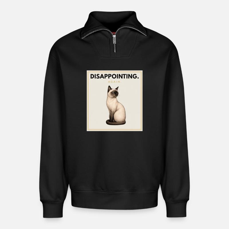 DISAPPOINTING Sarcastic Cat Design - Relaxed Unisex Organic Half Zip Sweatshirt – von SPREAD - Schwarz