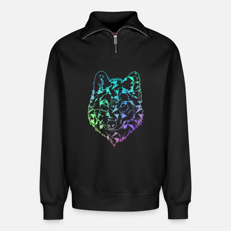 Wolf - Relaxed Unisex Organic Half Zip Sweatshirt – von SPREAD - Schwarz