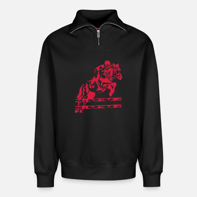 course - Sweat unisexe décontracté en coton biologique à demi-zip – de SPREAD - noir