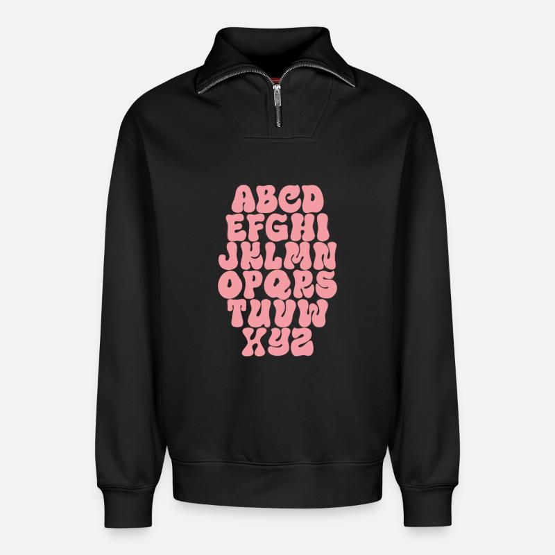Buchstaben ABC Alphabet - Relaxed Unisex Organic Half Zip Sweatshirt – von SPREAD - Schwarz