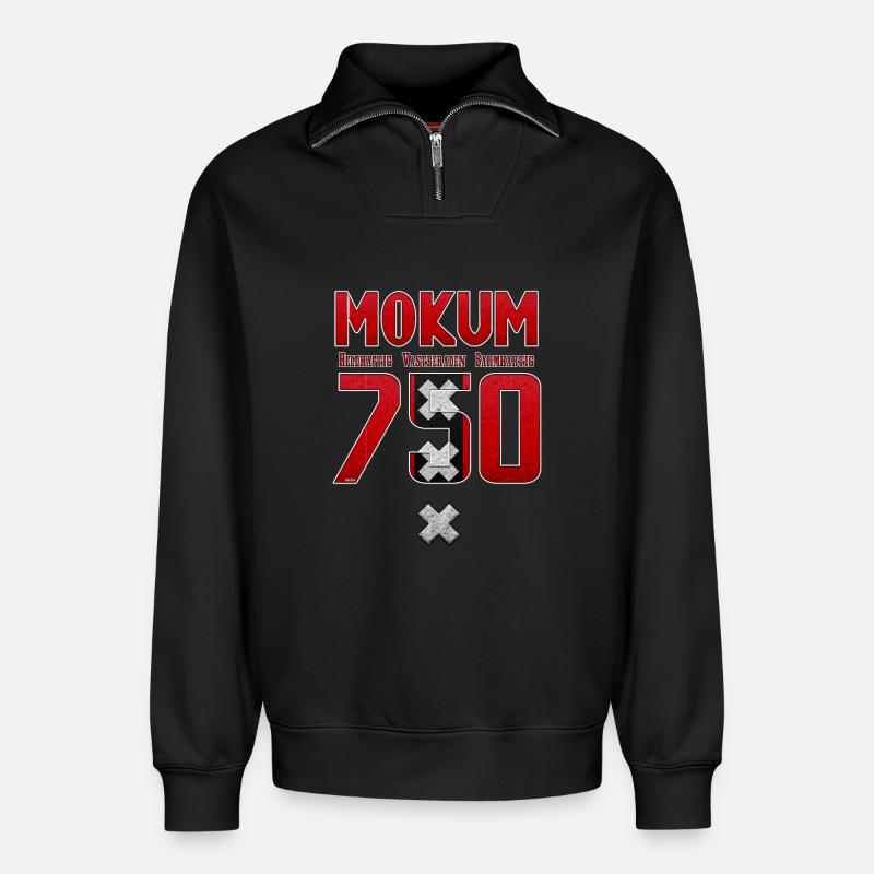 Amsterdam 750 HVB - Relaxed Unisex Organic Half Zip Sweatshirt – von SPREAD - Schwarz