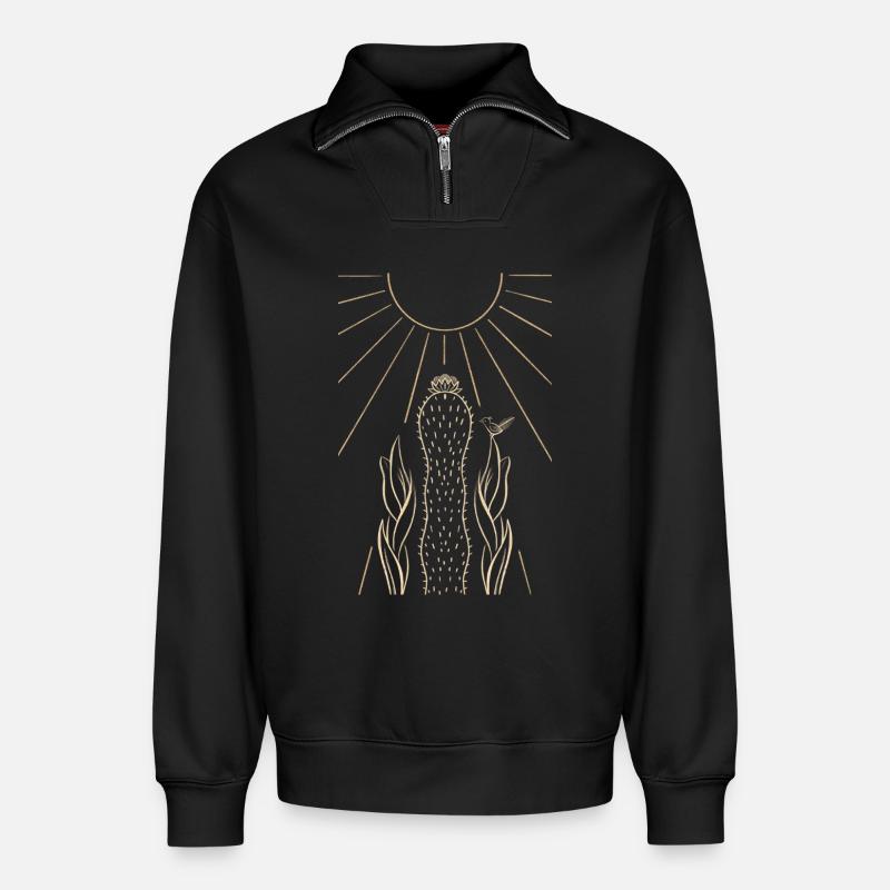Wüstensonne - Relaxed Unisex Organic Half Zip Sweatshirt – von SPREAD - Schwarz