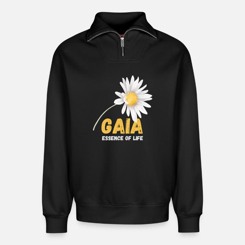 Der Geist der Erde - Relaxed Unisex Organic Half Zip Sweatshirt – von SPREAD - Schwarz