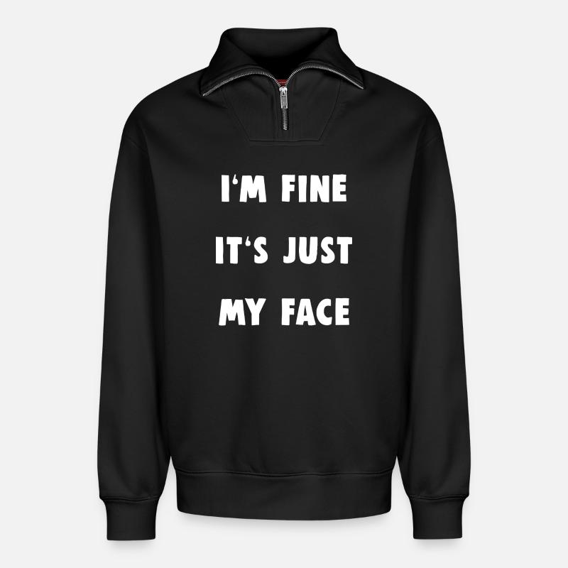 I'm fine - Relaxed Unisex Organic Half Zip Sweatshirt – von SPREAD - Schwarz