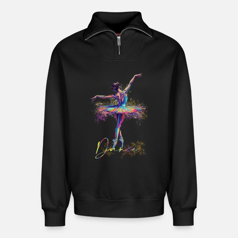 Tänzer - Relaxed Unisex Organic Half Zip Sweatshirt – von SPREAD - Schwarz