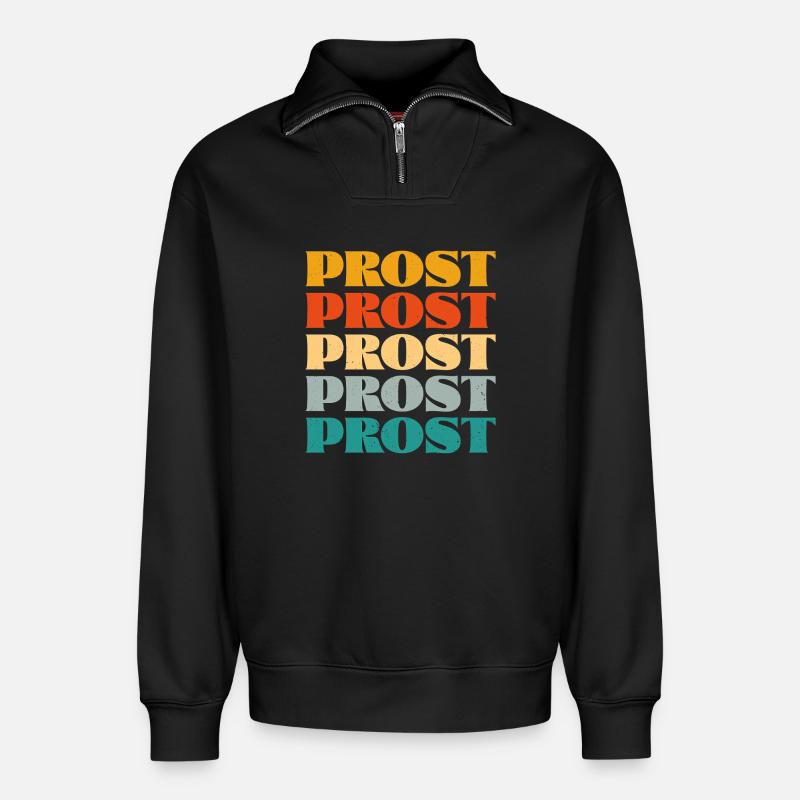 Prost - Relaxed Unisex Organic Half Zip Sweatshirt – von SPREAD - Schwarz