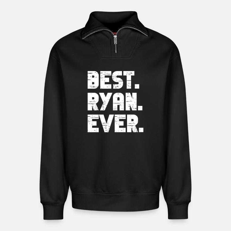 Best Ryan Ever Geschenk Spruch - Relaxed Unisex Organic Half Zip Sweatshirt – von SPREAD - Schwarz