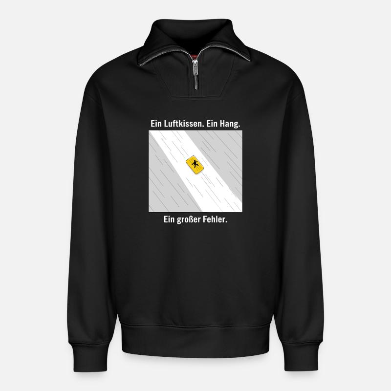 Ein großer Fehler - Relaxed Unisex Organic Half Zip Sweatshirt – von SPREAD - Schwarz
