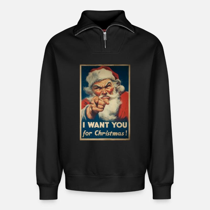 Weihnachtsmann Werbeplakat - Relaxed Unisex Organic Half Zip Sweatshirt – von SPREAD - Schwarz
