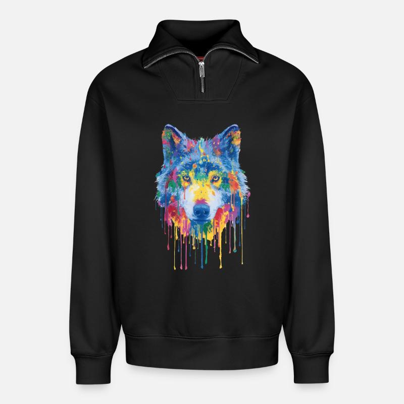 Wolf - Relaxed Unisex Organic Half Zip Sweatshirt – von SPREAD - Schwarz