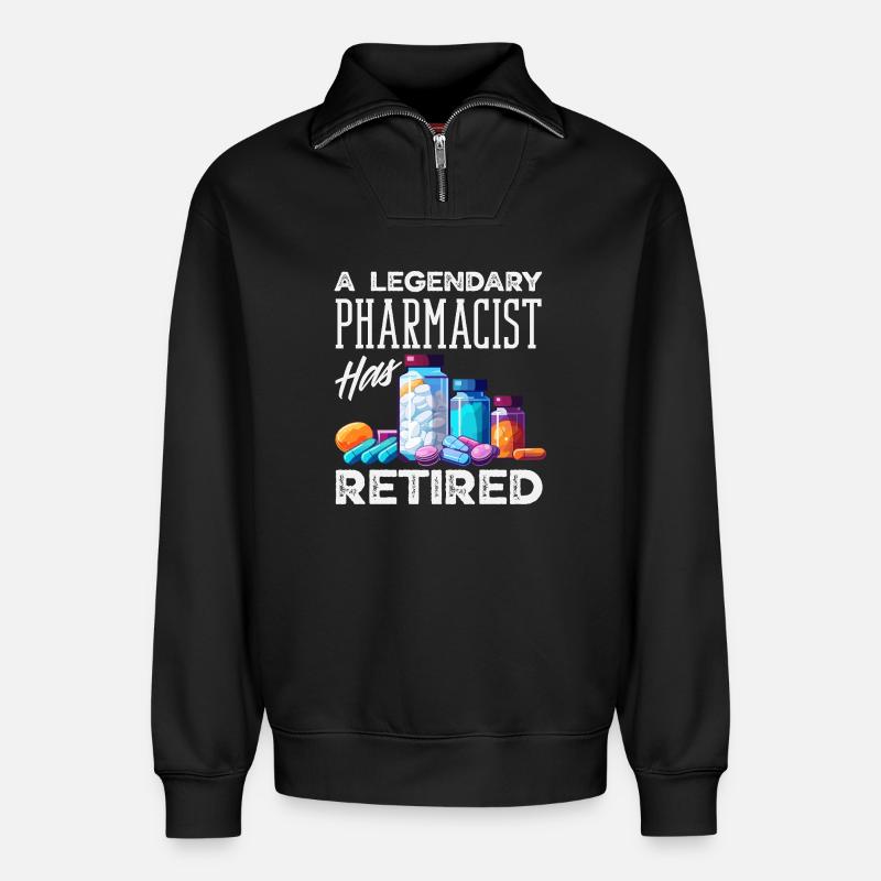 Pharmacist Pharmaceutical Technical - Relaxed Unisex Organic Half Zip Sweatshirt – by SPREAD - black