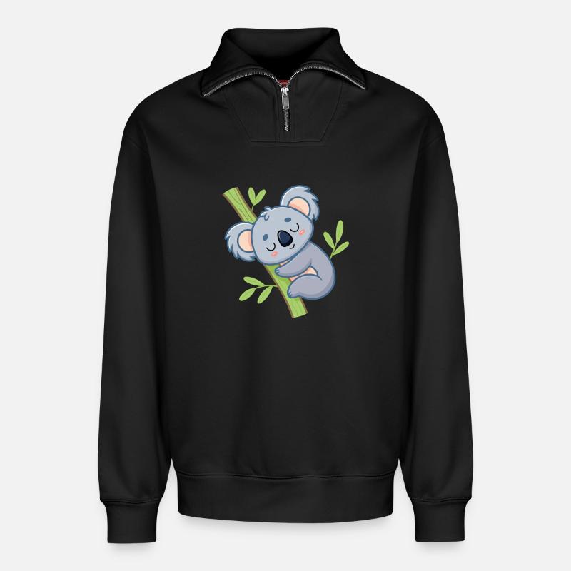 Weiche Ast-Schläfer-Koala - Relaxed Unisex Organic Half Zip Sweatshirt – von SPREAD - Schwarz