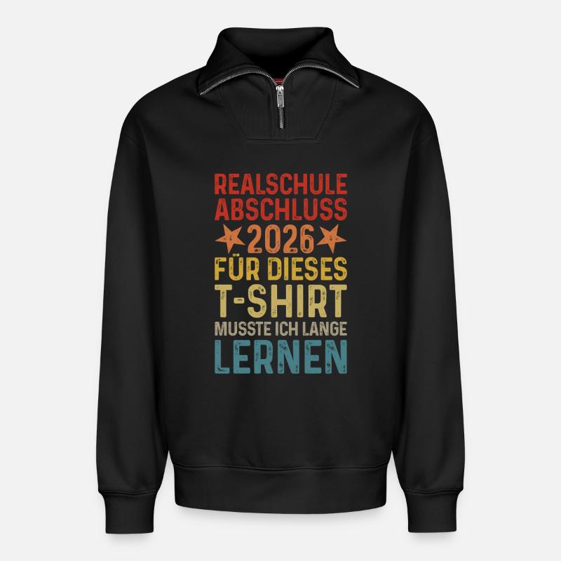 Realschulabschluss 2026 - Abschluss Realschule - Relaxed Unisex Organic Half Zip Sweatshirt – von SPREAD - Schwarz