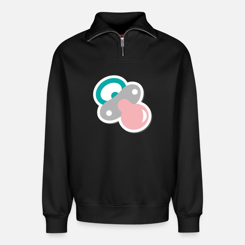 Pacifier - Relaxed Unisex Organic Half Zip Sweatshirt – by SPREAD - black