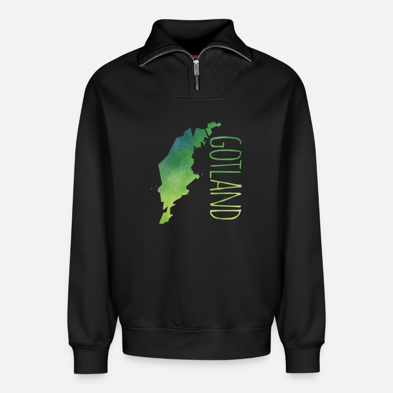 Gotland - Relaxed Unisex Organic Half Zip Sweatshirt – von SPREAD - Schwarz