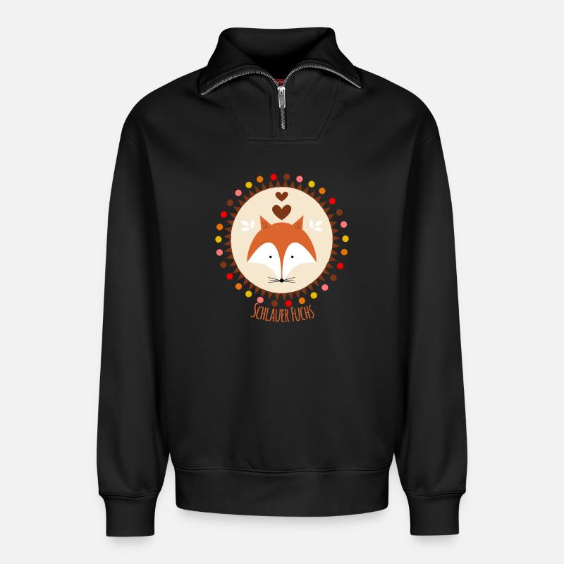 Smart Fox - Relaxed Unisex Organic Half Zip Sweatshirt – by SPREAD - black