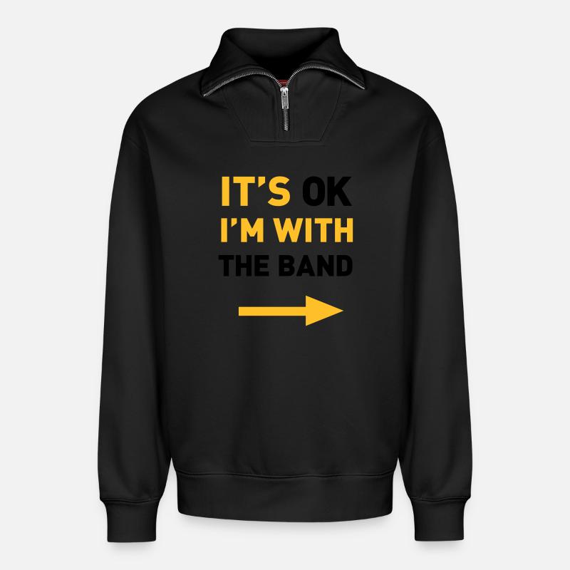 Im with the Band - Relaxed Unisex Organic Half Zip Sweatshirt – by SPREAD - black