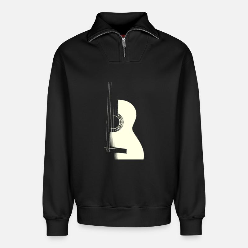 GUITAR - Relaxed Unisex Organic Half Zip Sweatshirt – von SPREAD - Schwarz