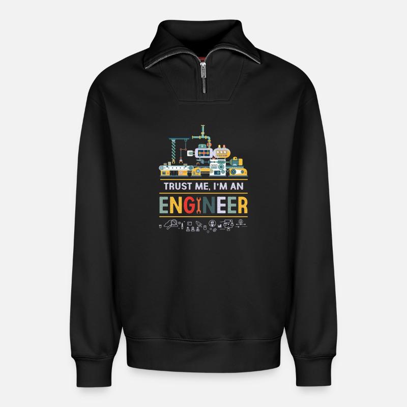 Ingenieur - Relaxed Unisex Organic Half Zip Sweatshirt – von SPREAD - Schwarz