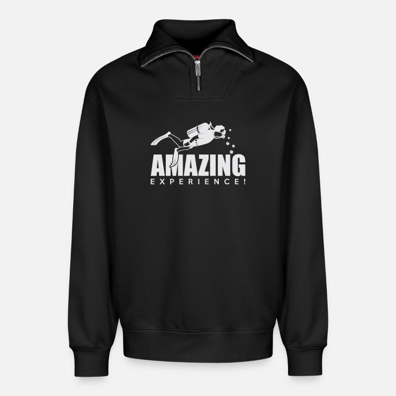 Diving Diver - Relaxed Unisex Organic Half Zip Sweatshirt – by SPREAD - black