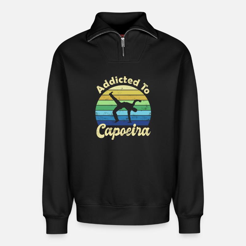 Capoeira - Relaxed Unisex Organic Half Zip Sweatshirt – von SPREAD - Schwarz