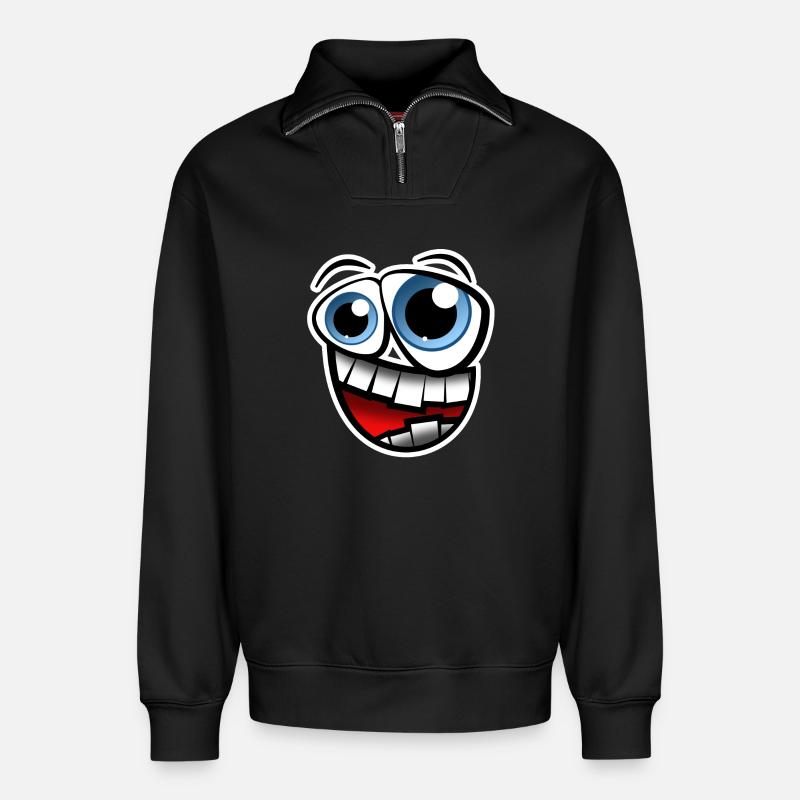 Gesicht Comic - Relaxed Unisex Organic Half Zip Sweatshirt – von SPREAD - Schwarz