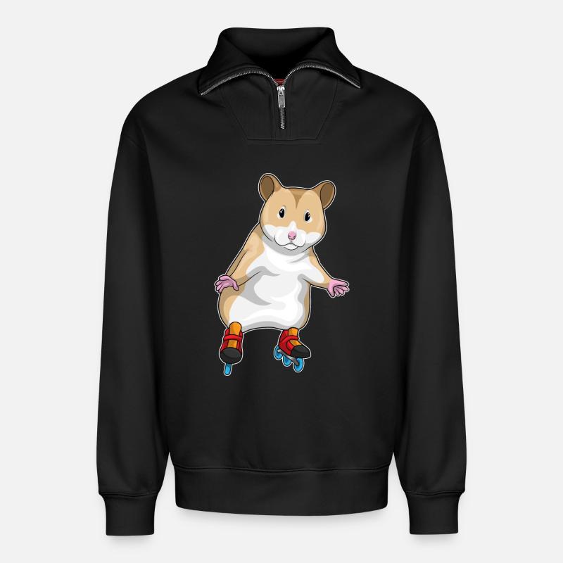 Hamster Inline skating Inline skates - Relaxed Unisex Organic Half Zip Sweatshirt – von SPREAD - Schwarz