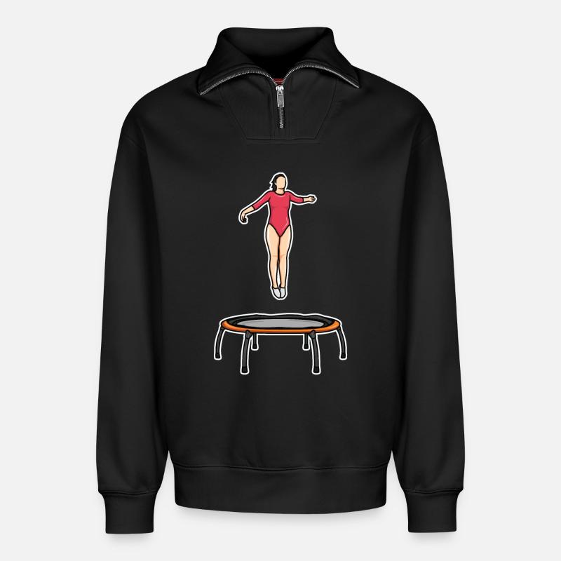 Trampolin Mädel - Relaxed Unisex Organic Half Zip Sweatshirt – von SPREAD - Schwarz