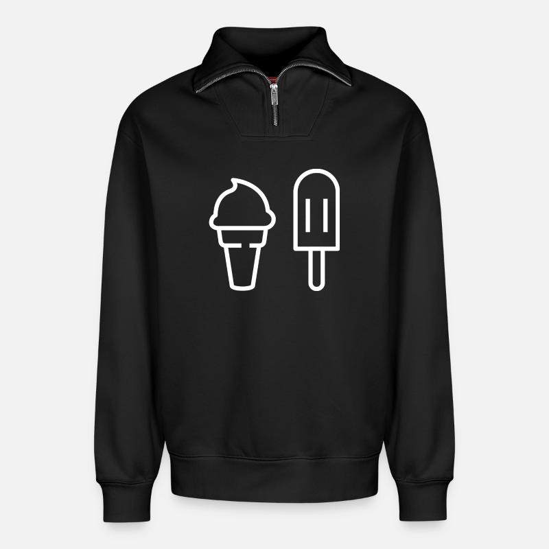 Ich will Eis - Relaxed Unisex Organic Half Zip Sweatshirt – von SPREAD - Schwarz