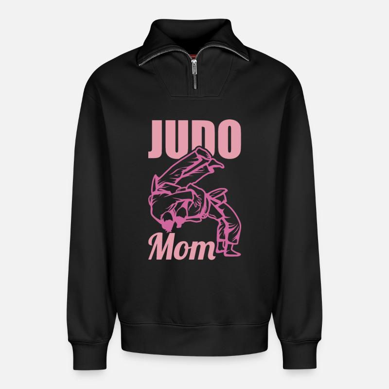 Judo Mutter - Relaxed Unisex Organic Half Zip Sweatshirt – von SPREAD - Schwarz