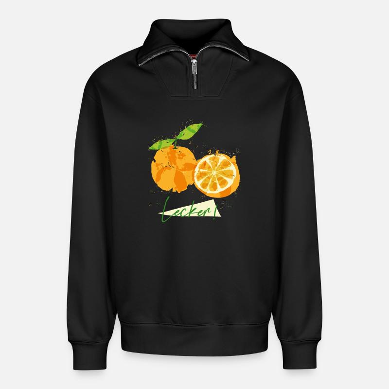 Orange Obst - Relaxed Unisex Organic Half Zip Sweatshirt – von SPREAD - Schwarz