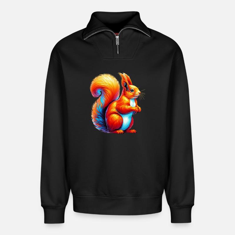 Eichhörnchen - Relaxed Unisex Organic Half Zip Sweatshirt – von SPREAD - Schwarz
