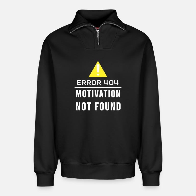 motivation not found - Relaxed Unisex Organic Half Zip Sweatshirt – by SPREAD - black