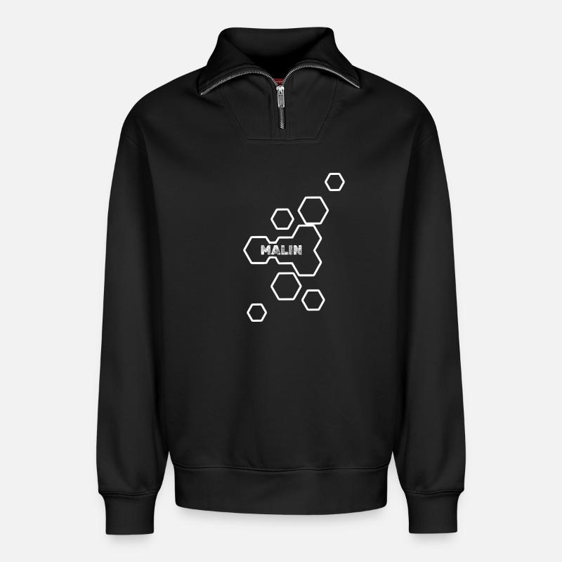 Nom Malin - Sweat unisexe décontracté en coton biologique à demi-zip – de SPREAD - noir